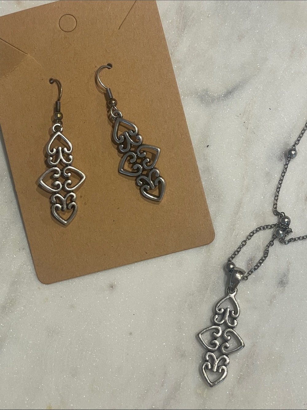 Hearts Necklace and Earrings Set